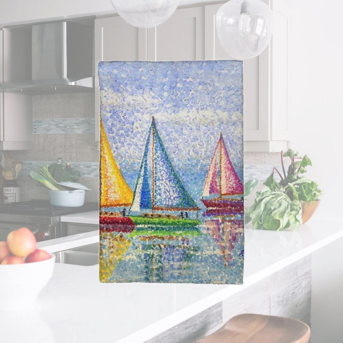 Picture of Betsy Drake KT1354 16 x 25 in. Sailboat Colors Kitchen Towel
