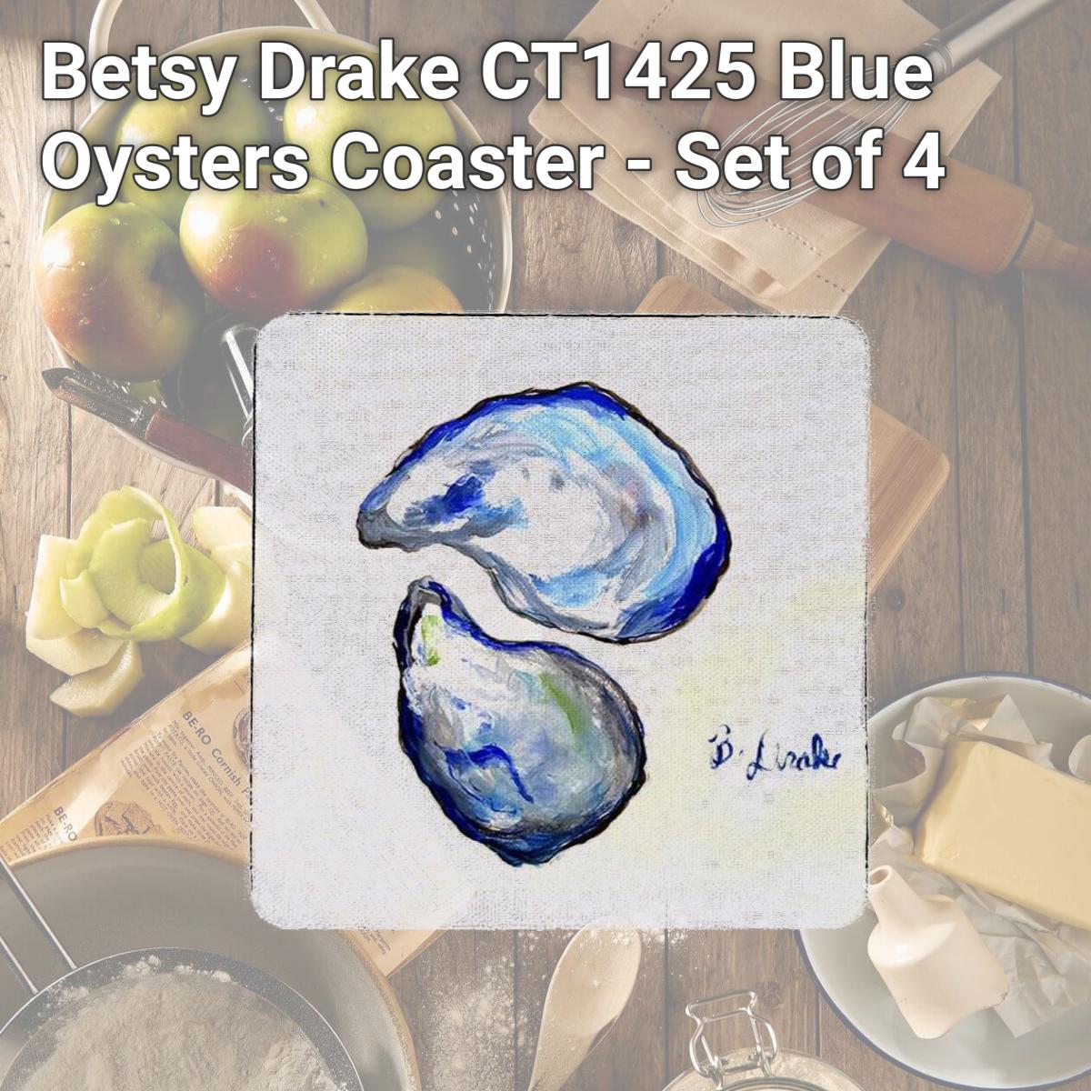 Picture of Betsy Drake CT1425 Blue Oysters Coaster - Set of 4