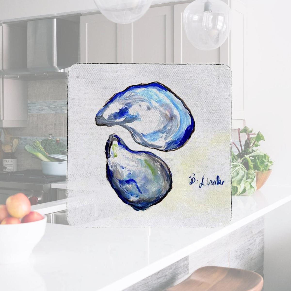 Picture of Betsy Drake CT1425 Blue Oysters Coaster - Set of 4