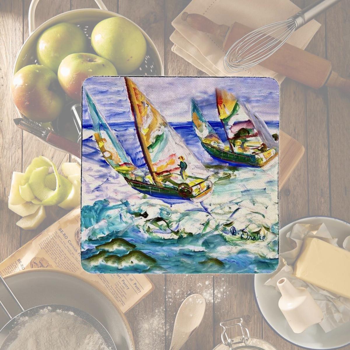 Picture of Betsy Drake CT1444 Sailboats Tacking Coaster - Set of 4