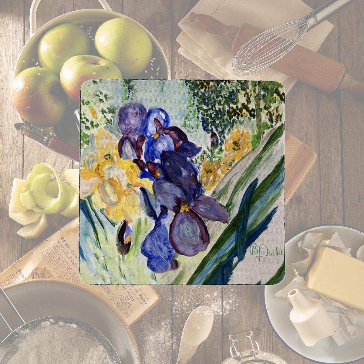 Picture of Betsy Drake CT1315 Yellow & Blue Iris Coaster, Set of 4