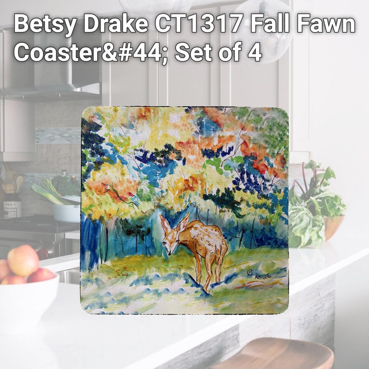 Picture of Betsy Drake CT1317 Fall Fawn Coaster, Set of 4