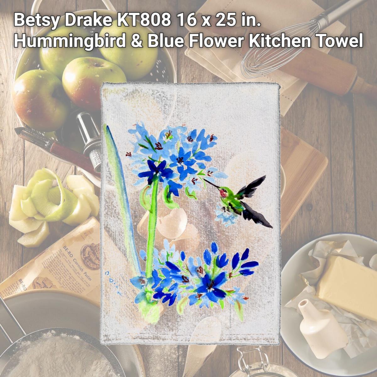 Picture of Betsy Drake KT808 16 x 25 in. Hummingbird & Blue Flower Kitchen Towel