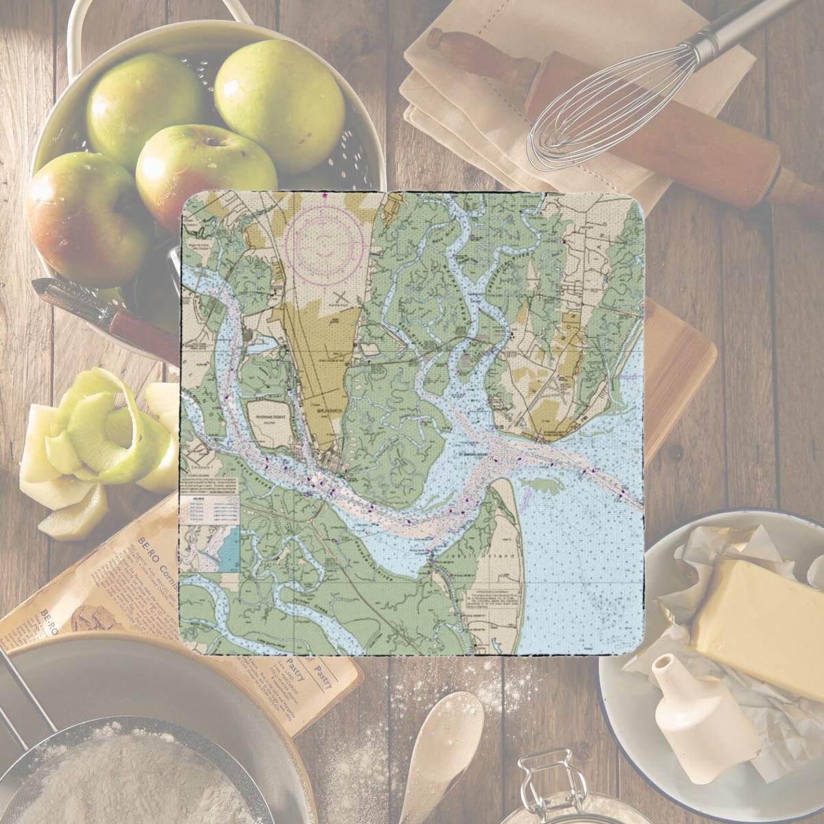 Picture of Betsy Drake CT11506 St Simons Sound, GA Nautical Map Coaster - Set of 4