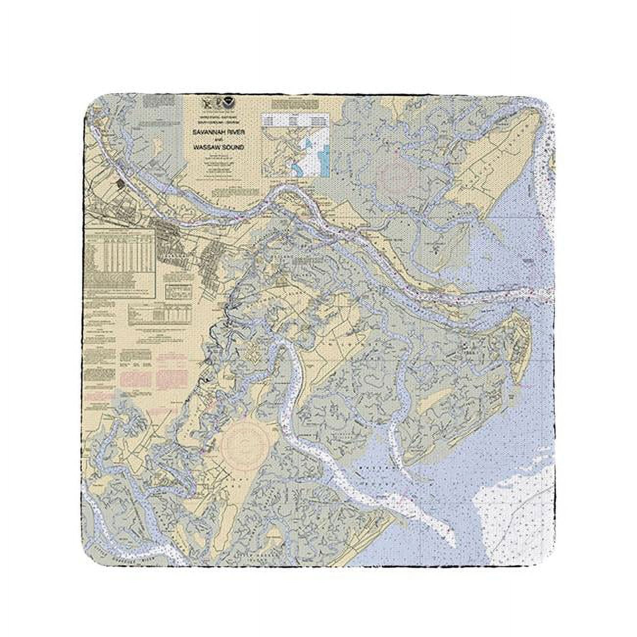 Ct214 Savannah River & Wassaw Sound, Ga Nautical Map Coaster - Set Of 4