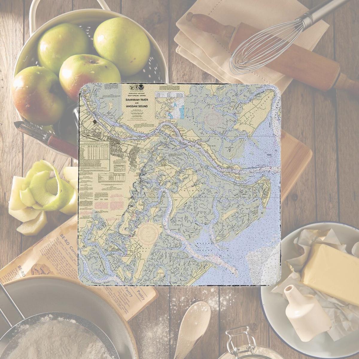 Picture of Betsy Drake CT214 Savannah River & Wassaw Sound, GA Nautical Map Coaster - Set of 4