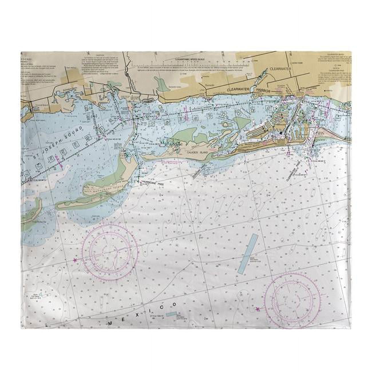 Bk11411cd Clearwater Harbor, Fl Nautical Map Fleece Throw