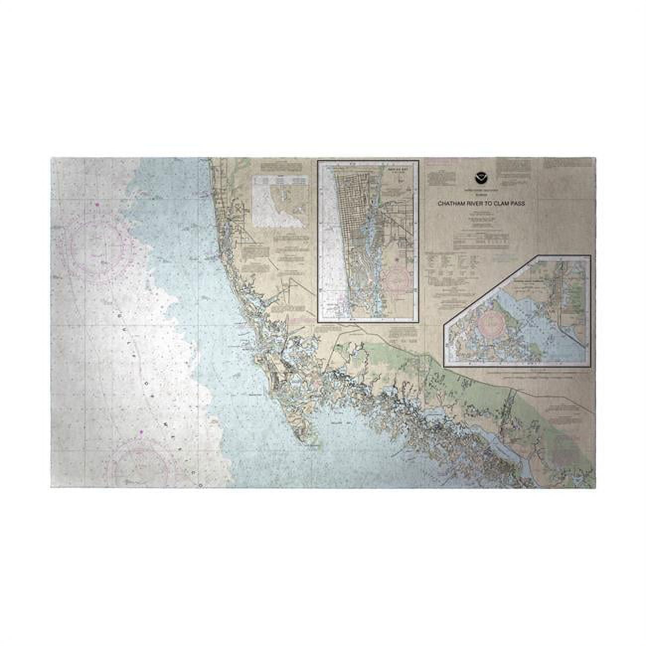 Dm11429namig Naples - Chatham River To Clam Pass, Fl Nautical Map Door Mat - 30 X 50 In.