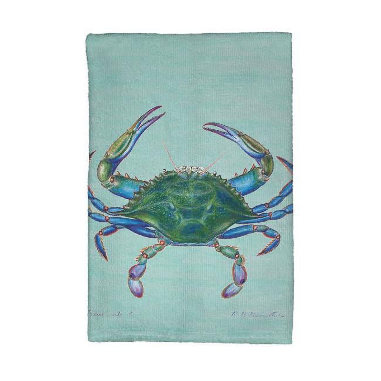 Kt005c Male Blue Crab On Teal Kitchen Towel