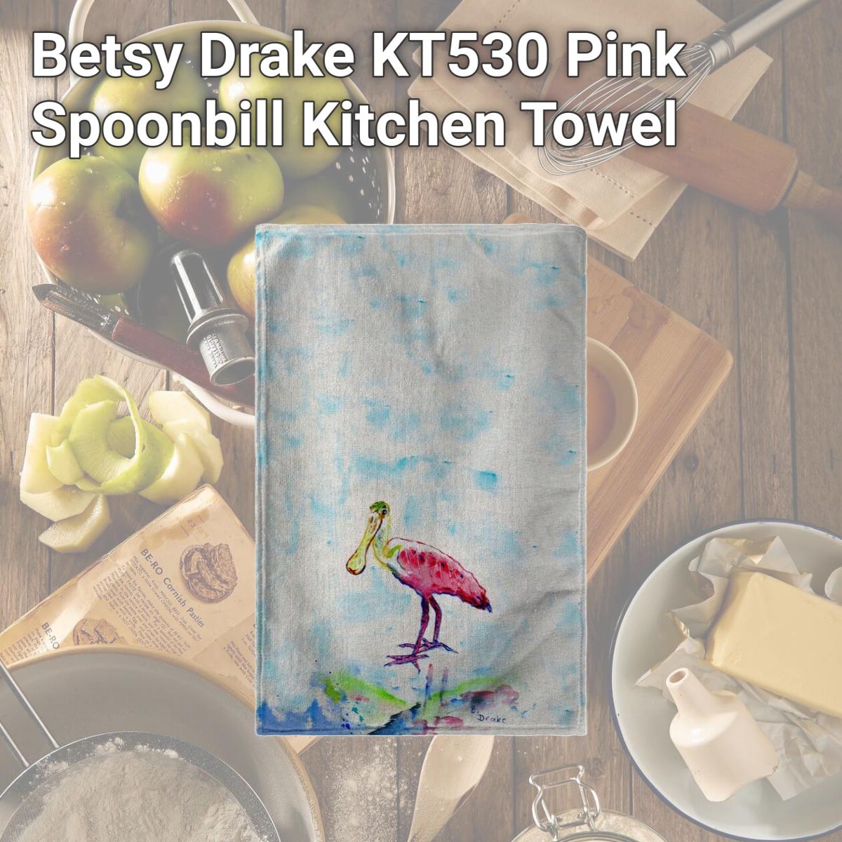 Picture of Betsy Drake KT530 Pink Spoonbill Kitchen Towel