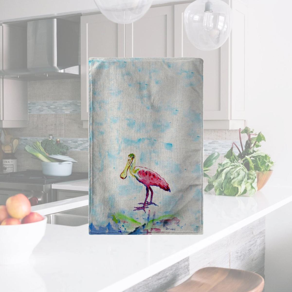 Picture of Betsy Drake KT530 Pink Spoonbill Kitchen Towel