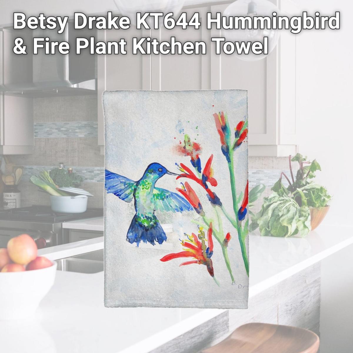 Picture of Betsy Drake KT644 Hummingbird & Fire Plant Kitchen Towel