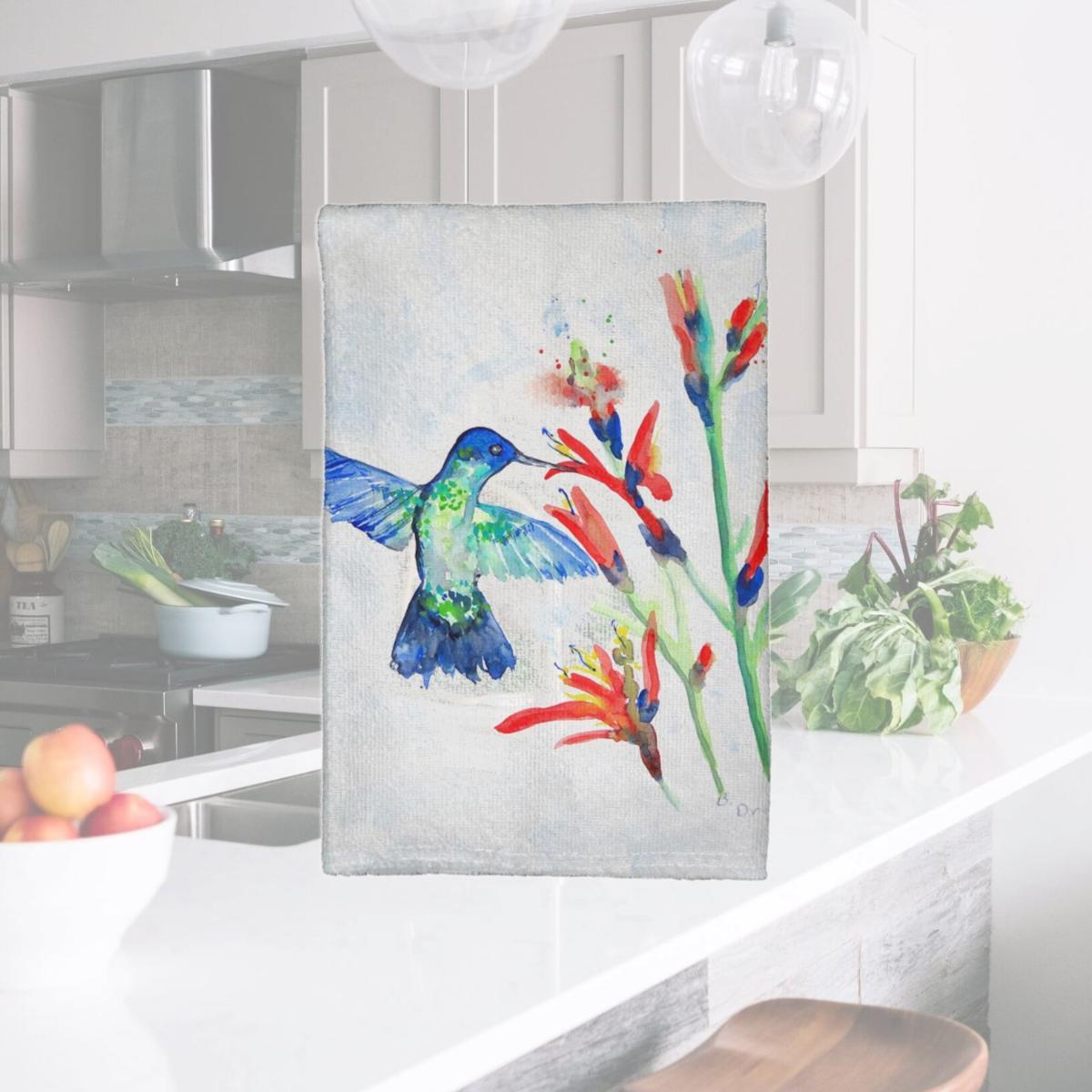 Picture of Betsy Drake KT644 Hummingbird & Fire Plant Kitchen Towel