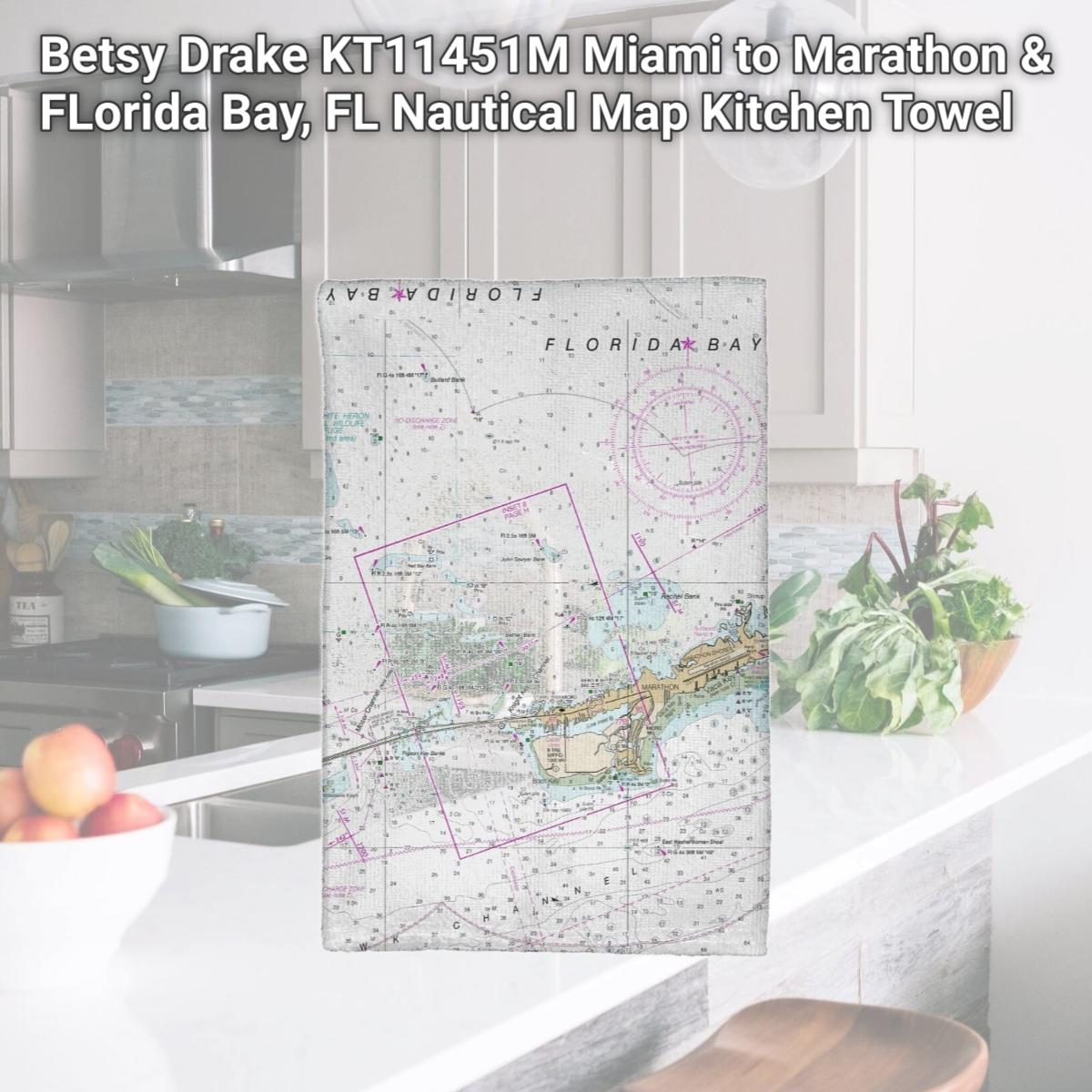 Picture of Betsy Drake KT11451M Miami to Marathon & FLorida Bay, FL Nautical Map Kitchen Towel