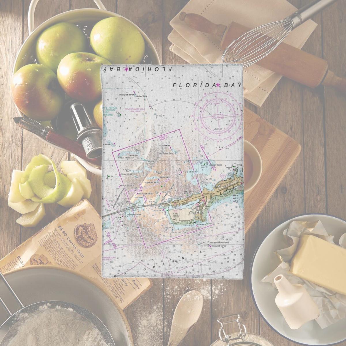 Picture of Betsy Drake KT11451M Miami to Marathon & FLorida Bay, FL Nautical Map Kitchen Towel