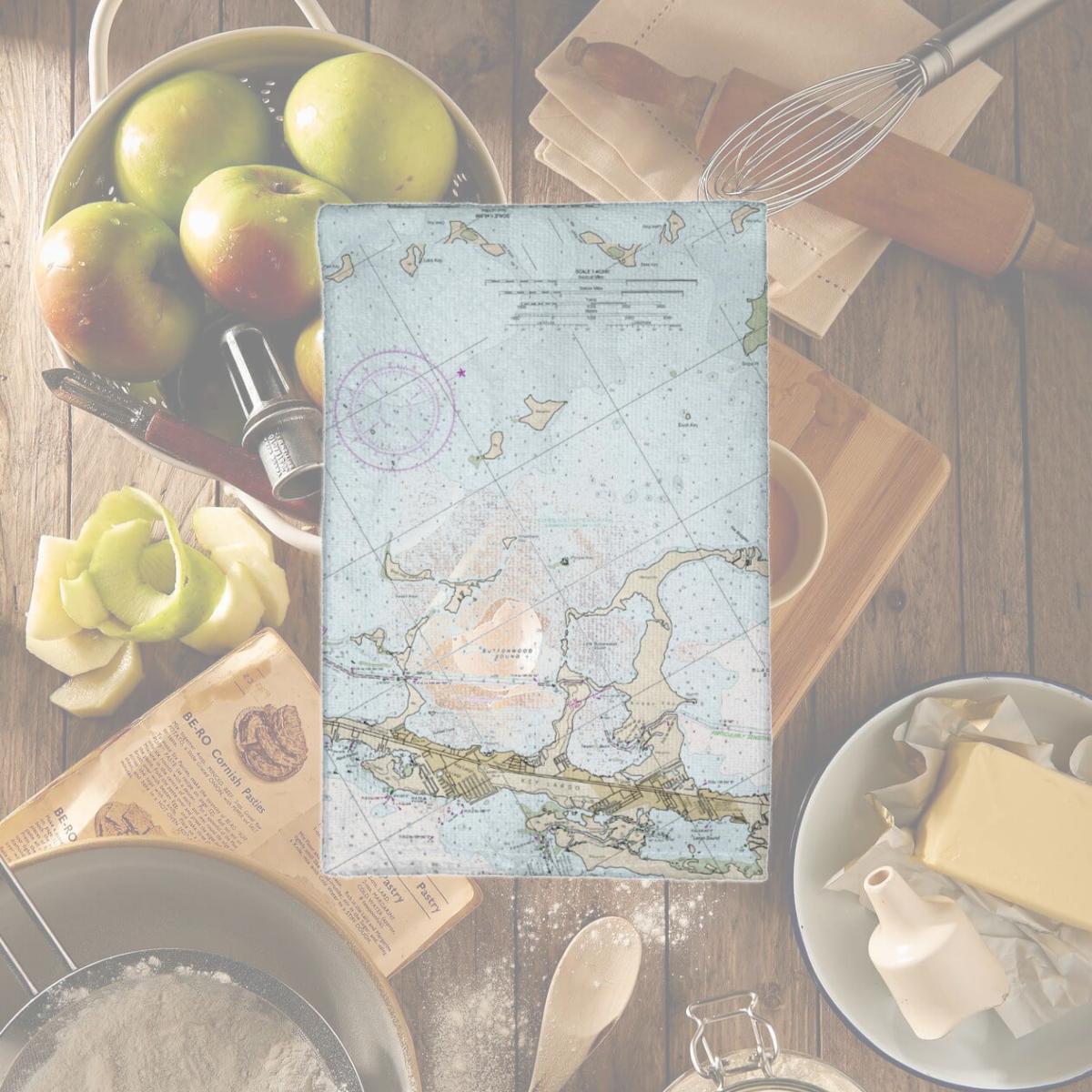 Picture of Betsy Drake KT11464L Key Largo, FL Nautical Map Kitchen Towel