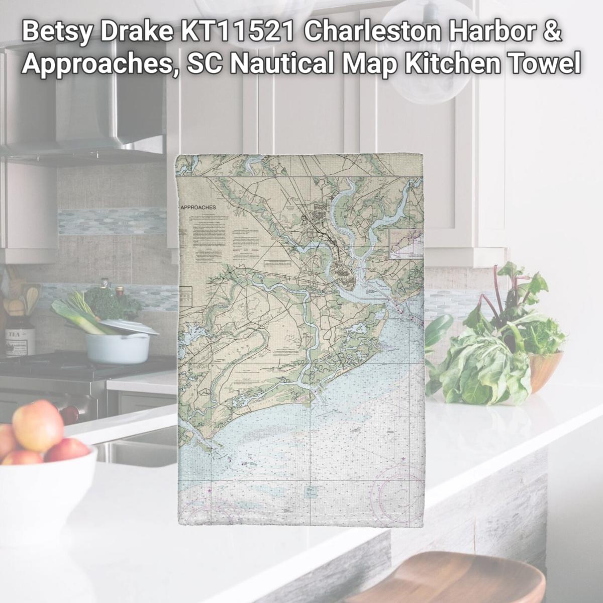 Picture of Betsy Drake KT11521 Charleston Harbor & Approaches, SC Nautical Map Kitchen Towel