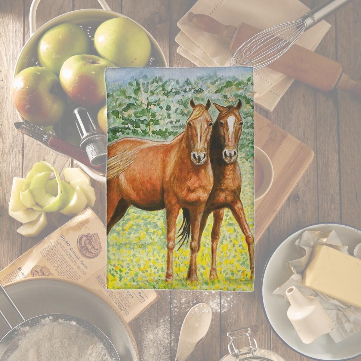 Picture of Betsy Drake KT057 Two Horses Kitchen Towel
