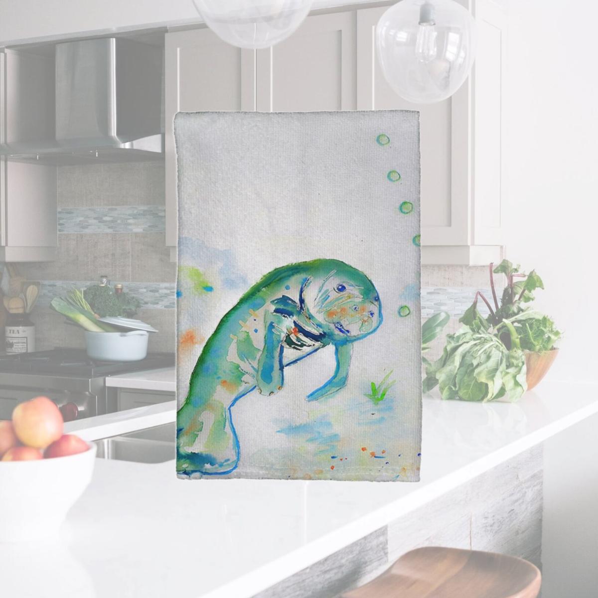 Picture of Betsy Drake KT061 Manatee Kitchen Towel