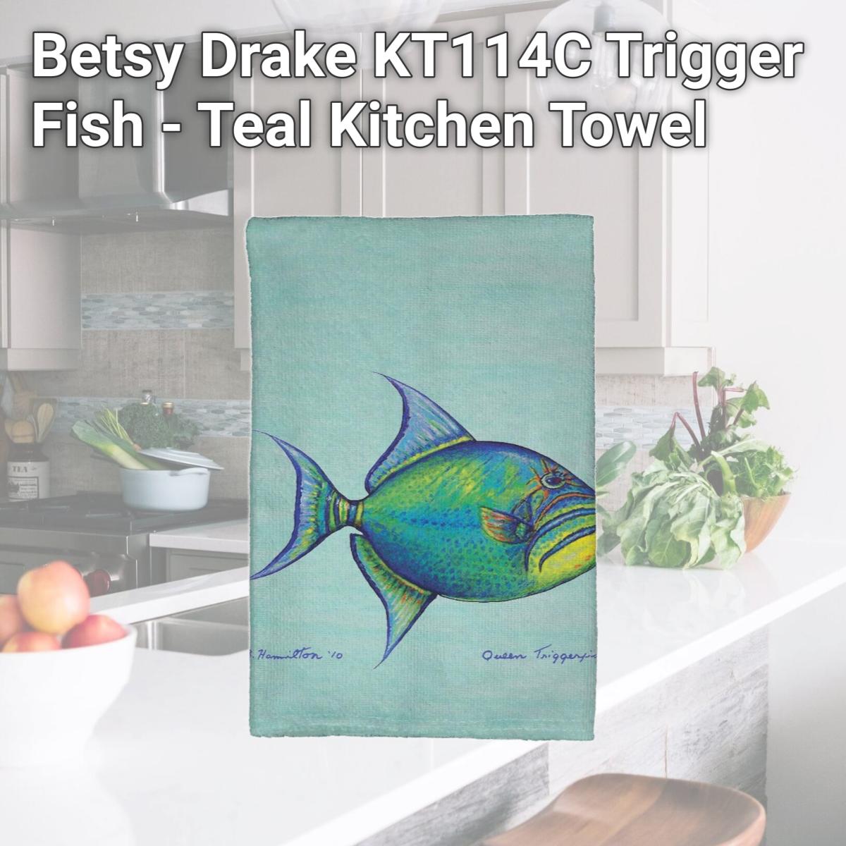 Picture of Betsy Drake KT114C Trigger Fish - Teal Kitchen Towel