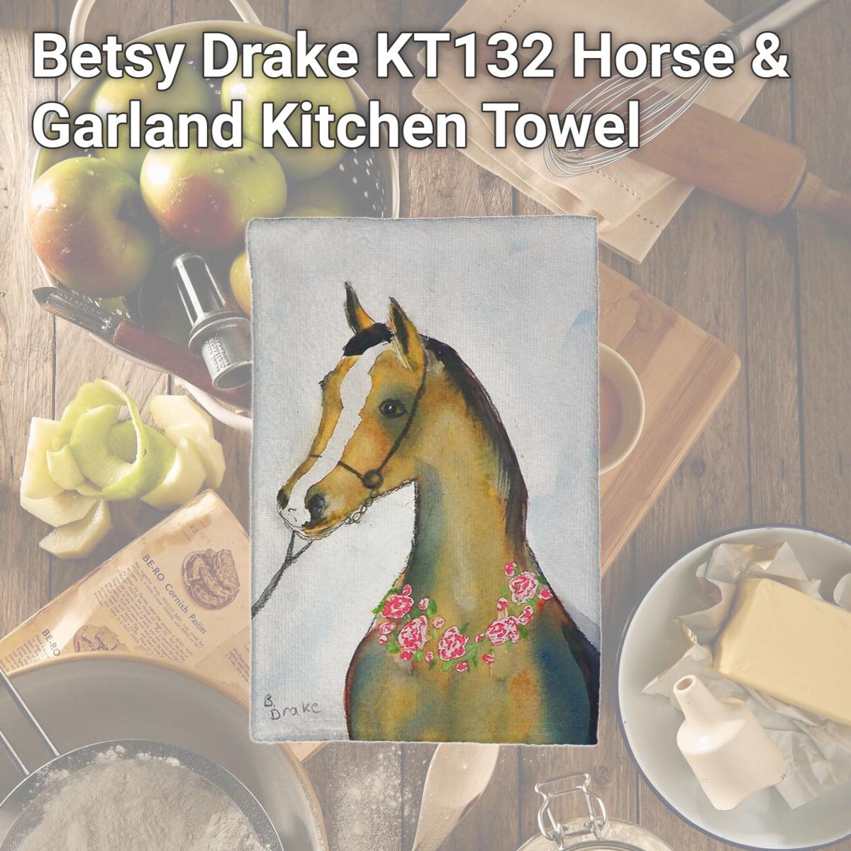 Picture of Betsy Drake KT132 Horse & Garland Kitchen Towel