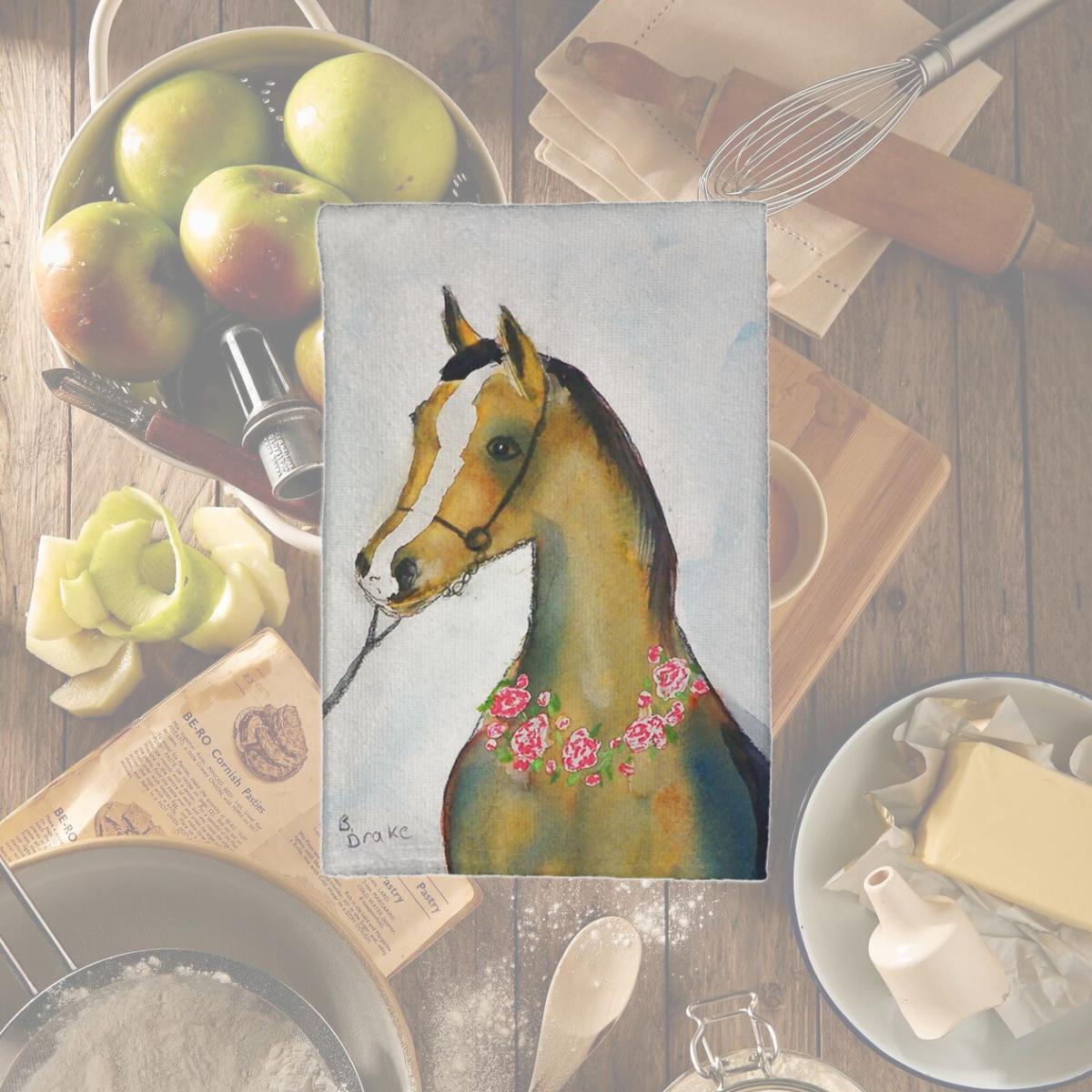 Picture of Betsy Drake KT132 Horse & Garland Kitchen Towel