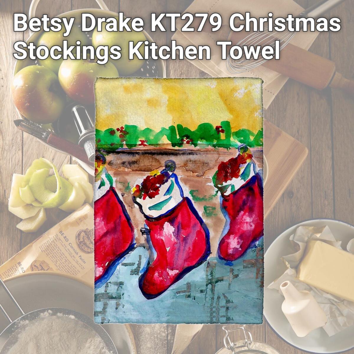 Picture of Betsy Drake KT279 Christmas Stockings Kitchen Towel