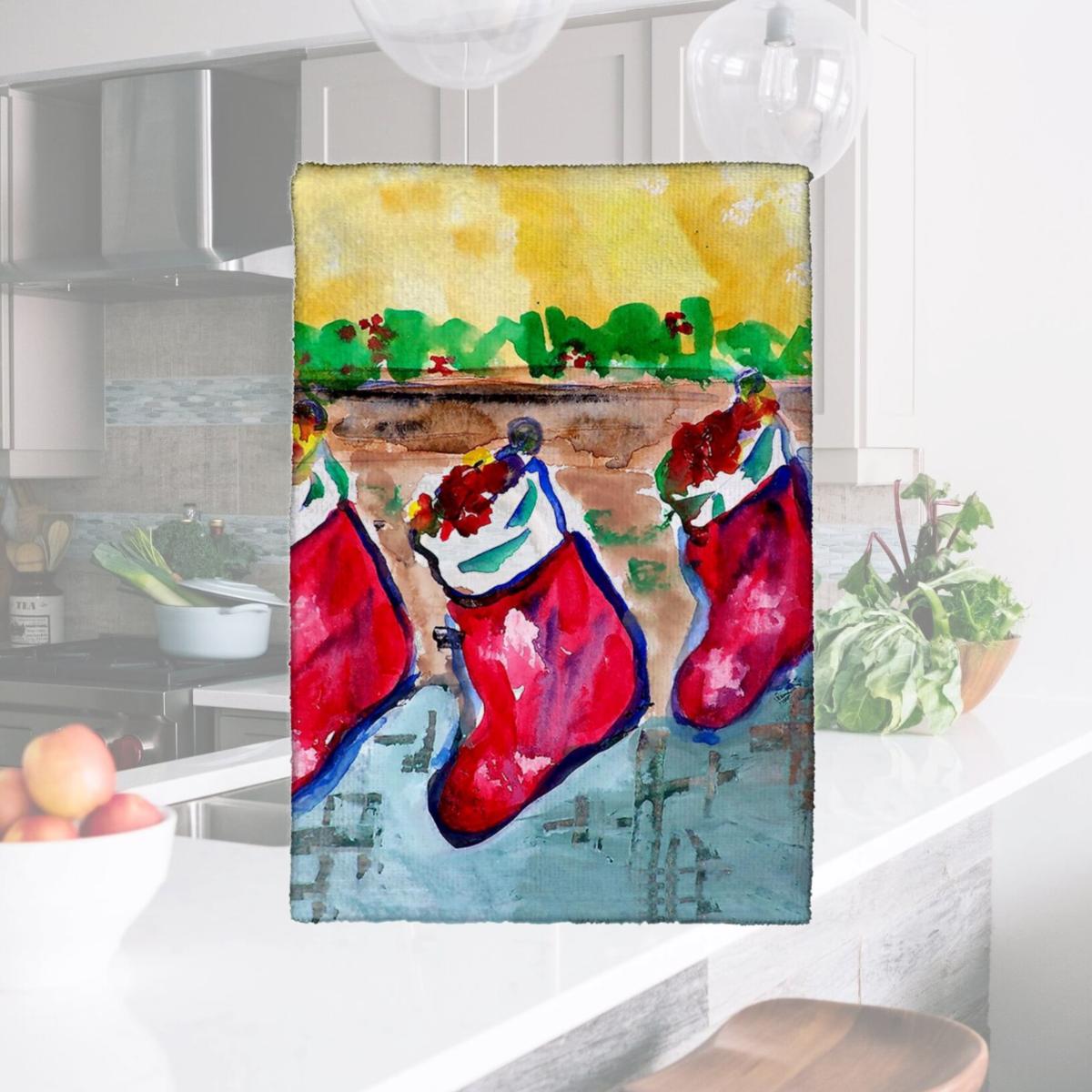 Picture of Betsy Drake KT279 Christmas Stockings Kitchen Towel