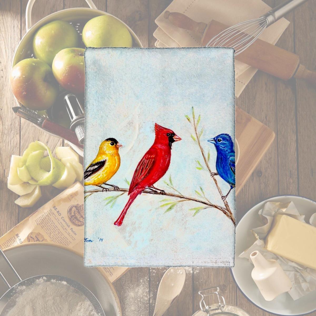 Picture of Betsy Drake KT298 Three Birds Kitchen Towel