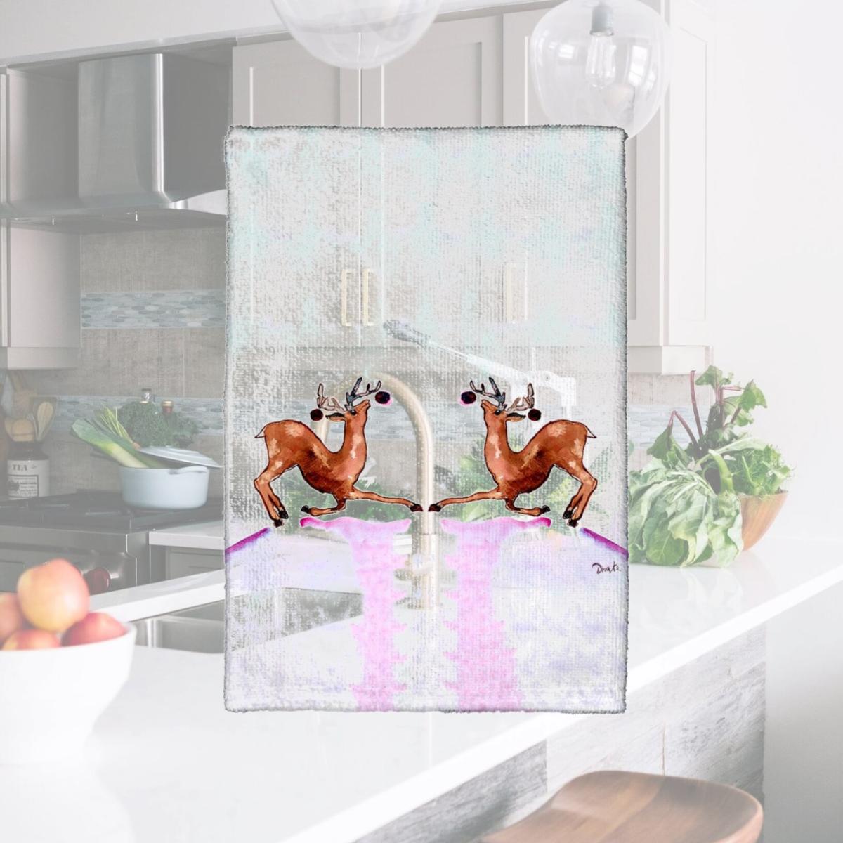 Picture of Betsy Drake KT306 Dancing Deer Kitchen Towel