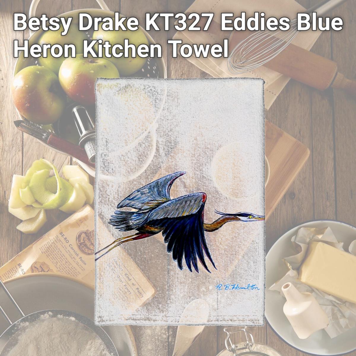 Picture of Betsy Drake KT327 Eddies Blue Heron Kitchen Towel