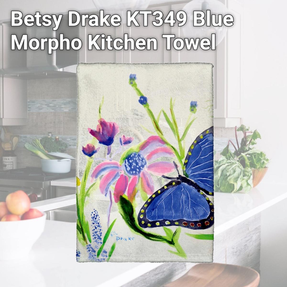 Picture of Betsy Drake KT349 Blue Morpho Kitchen Towel