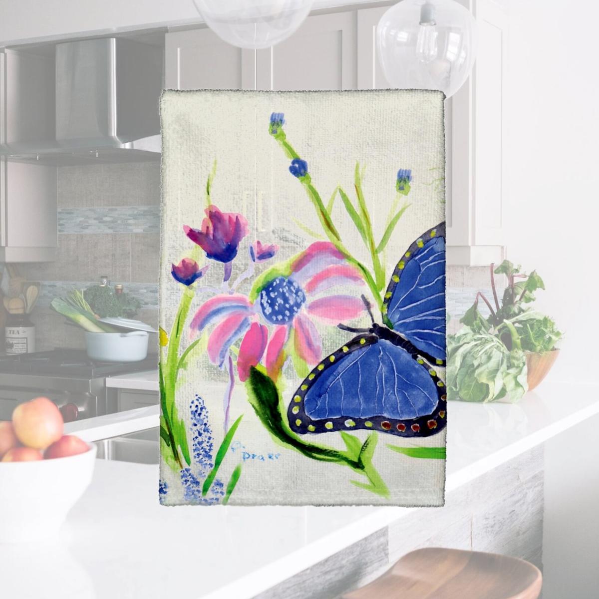 Picture of Betsy Drake KT349 Blue Morpho Kitchen Towel