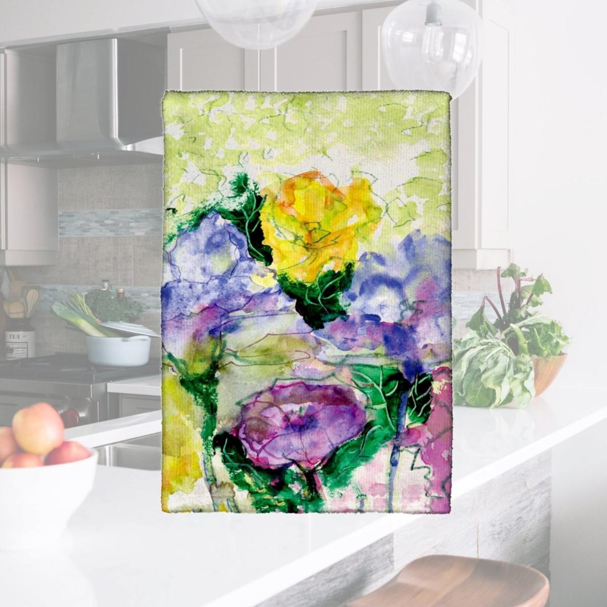 Picture of Betsy Drake KT390 Watercolor Garden Kitchen Towel
