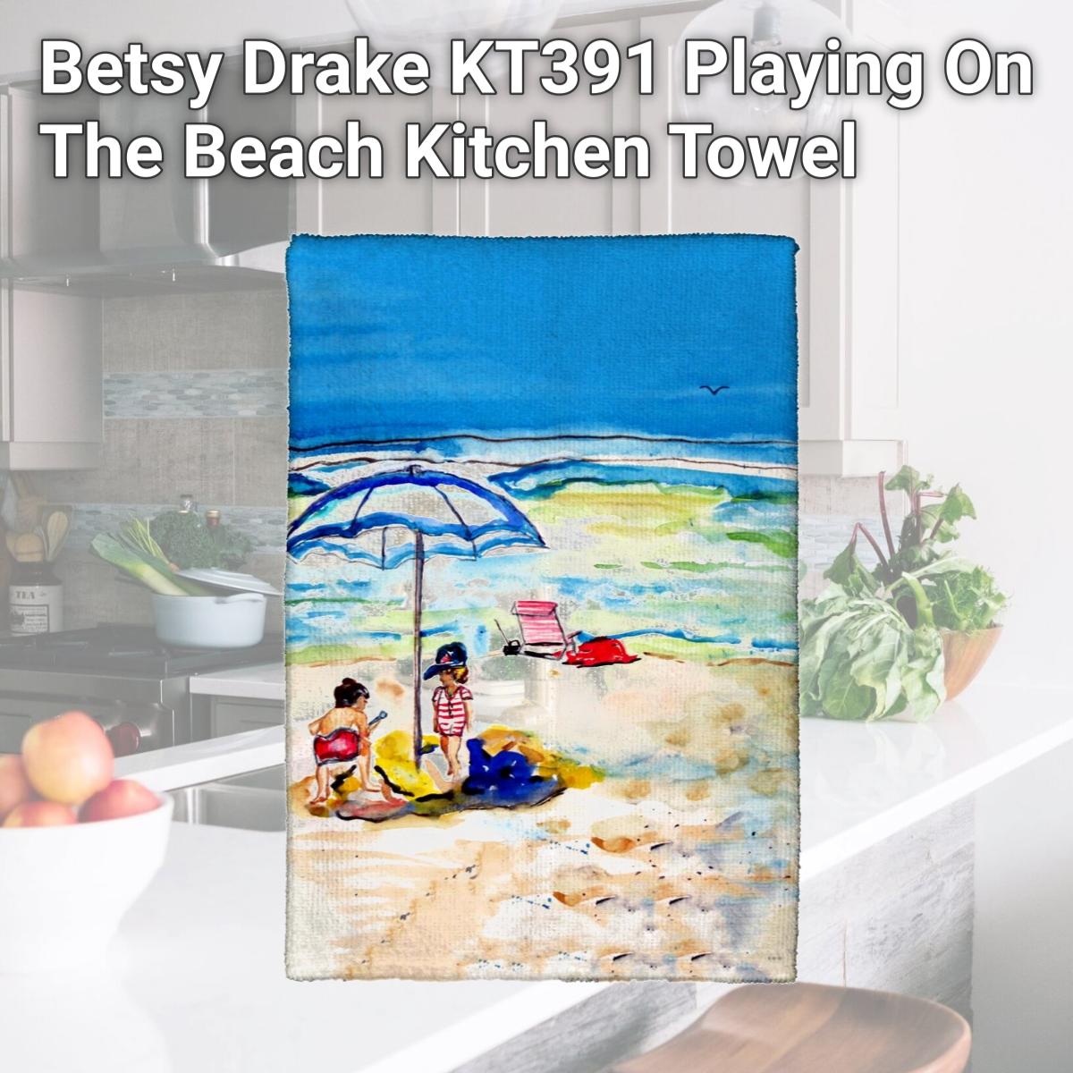 Picture of Betsy Drake KT391 Playing On The Beach Kitchen Towel