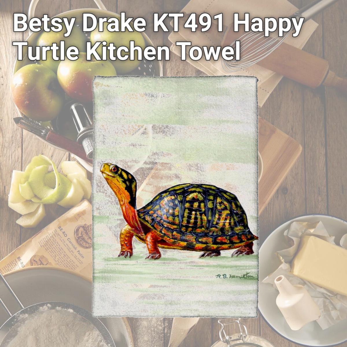 Picture of Betsy Drake KT491 Happy Turtle Kitchen Towel