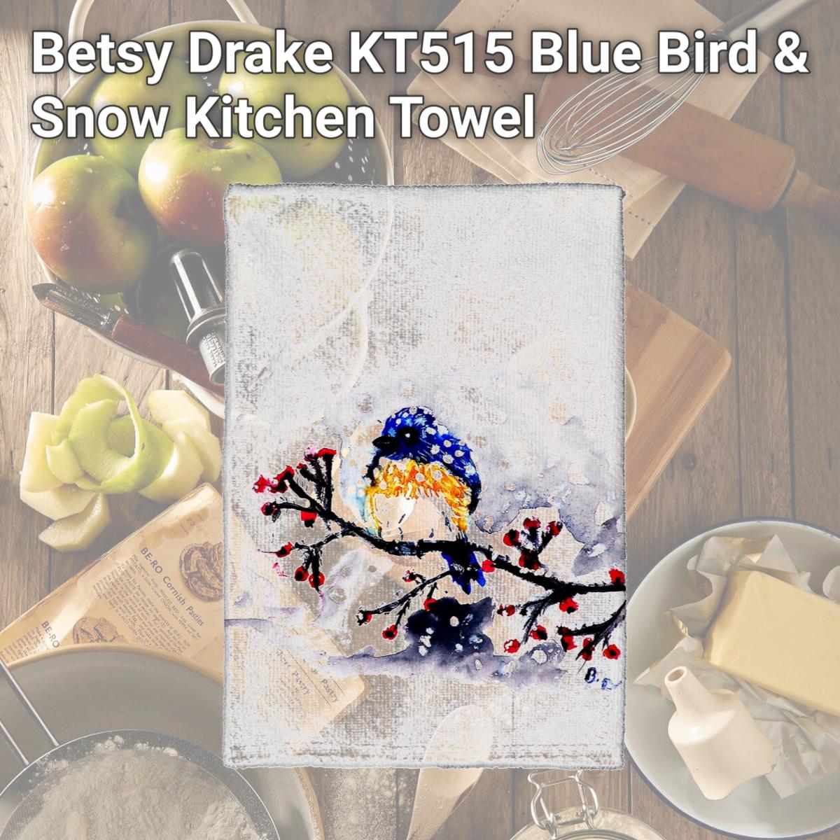 Picture of Betsy Drake KT515 Blue Bird & Snow Kitchen Towel