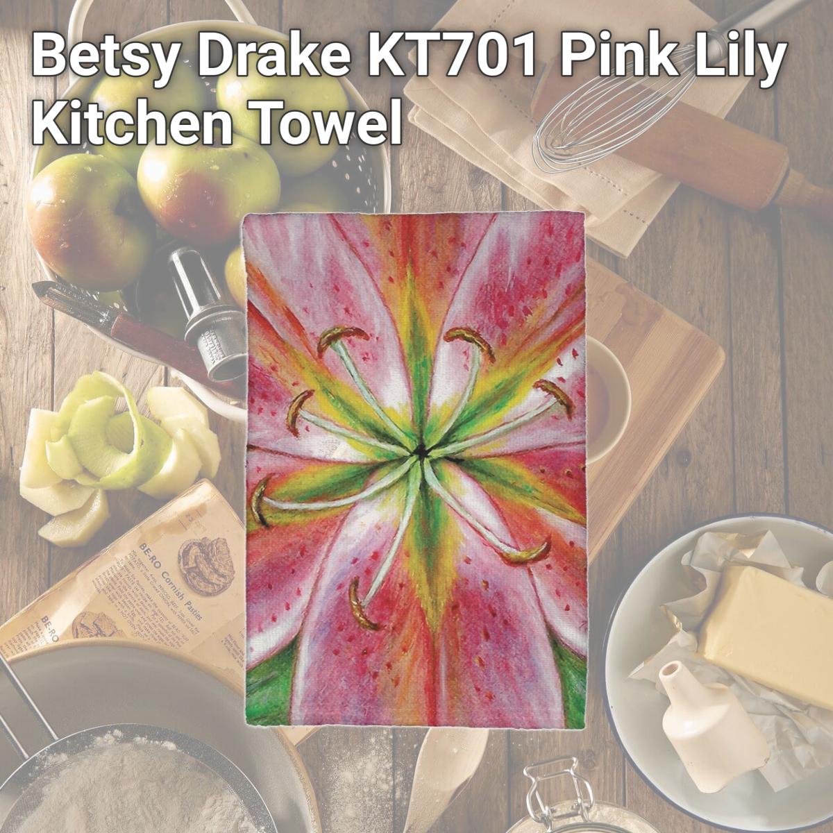Picture of Betsy Drake KT701 Pink Lily Kitchen Towel