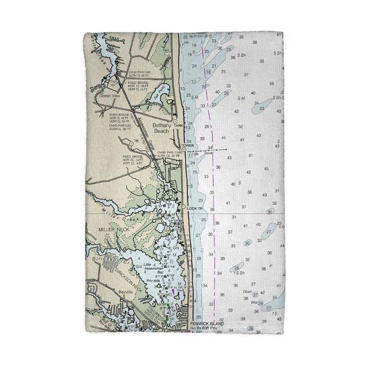 Kt12214bb Bethany Beach, De Nautical Map Kitchen Towel