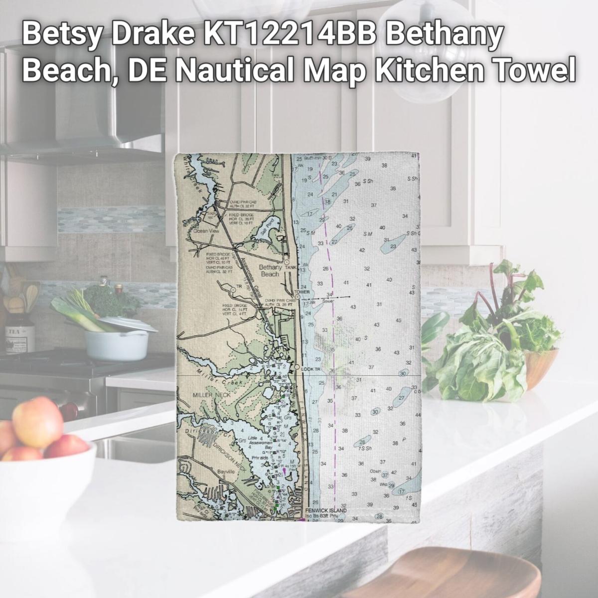 Picture of Betsy Drake KT12214BB Bethany Beach, DE Nautical Map Kitchen Towel