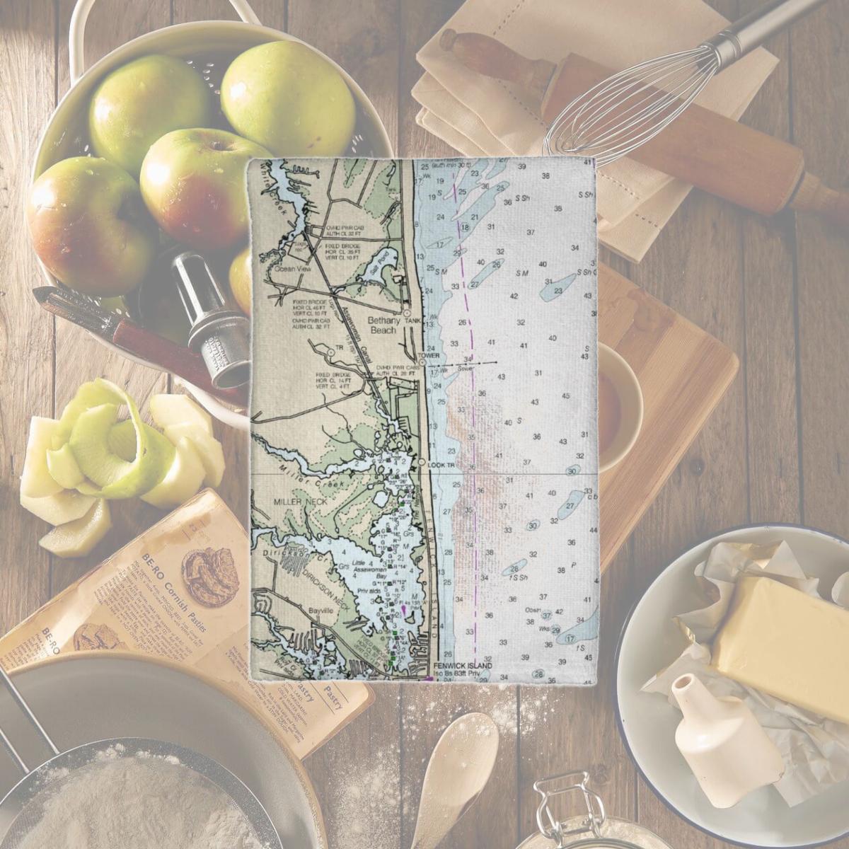 Picture of Betsy Drake KT12214BB Bethany Beach, DE Nautical Map Kitchen Towel