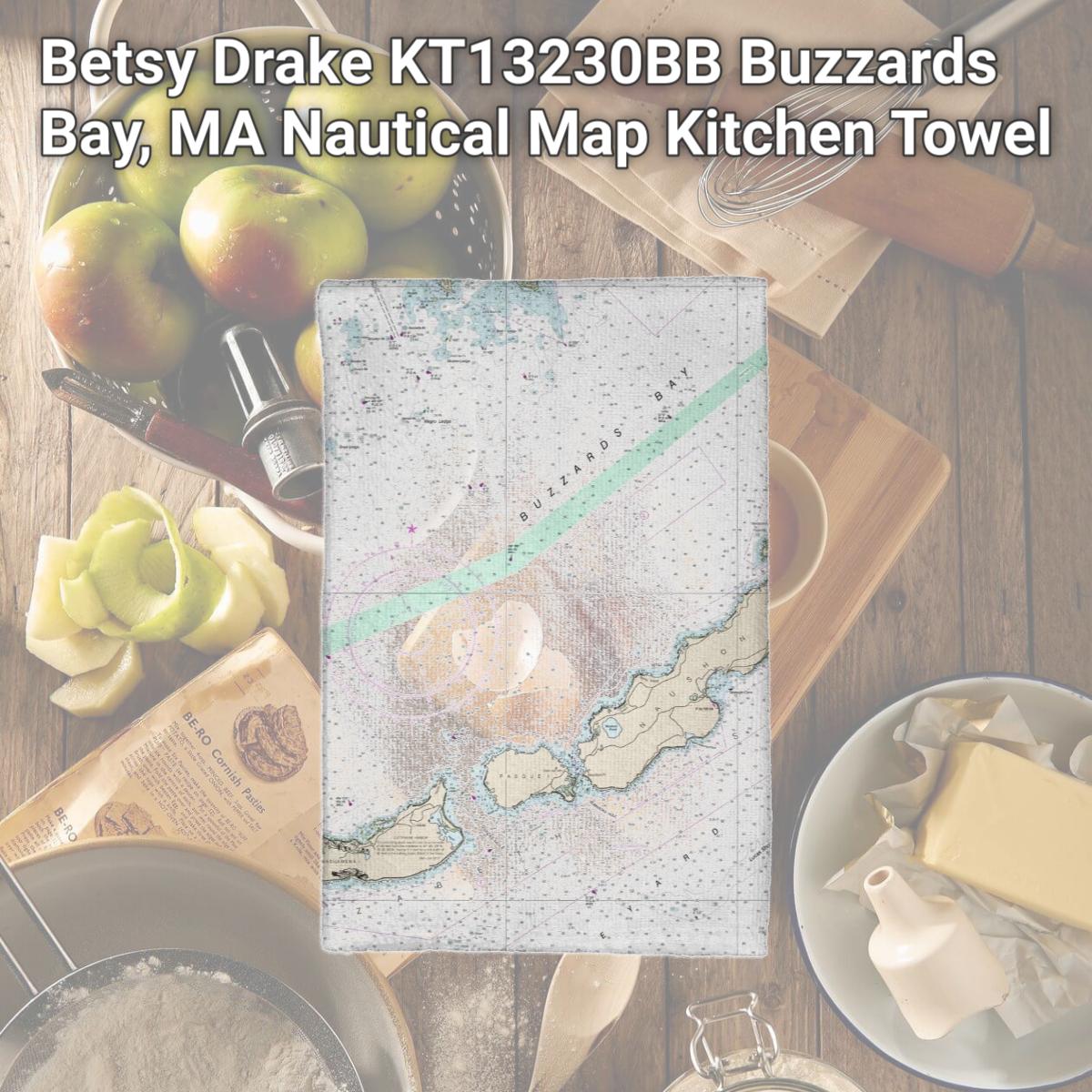 Picture of Betsy Drake KT13230BB Buzzards Bay, MA Nautical Map Kitchen Towel