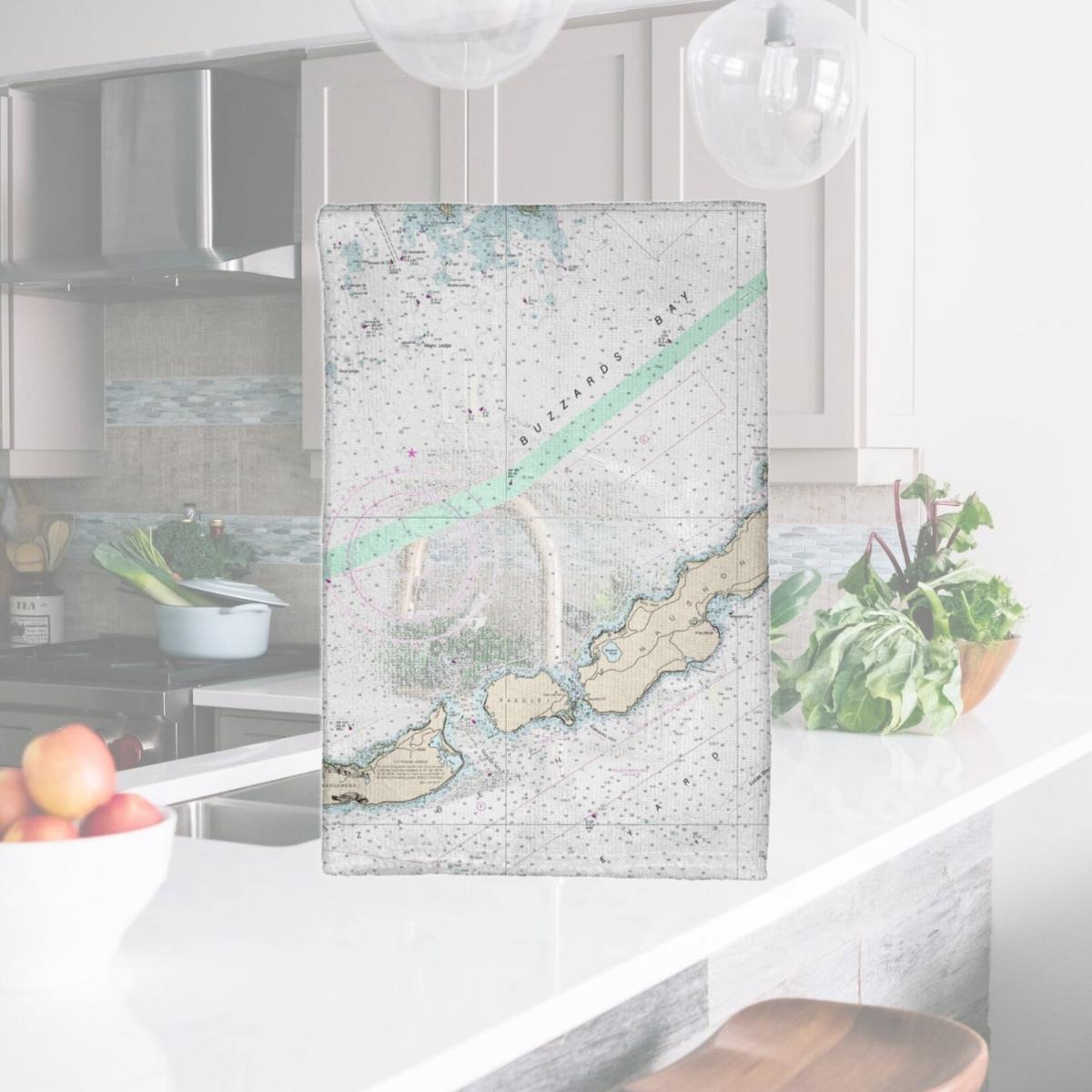Picture of Betsy Drake KT13230BB Buzzards Bay, MA Nautical Map Kitchen Towel
