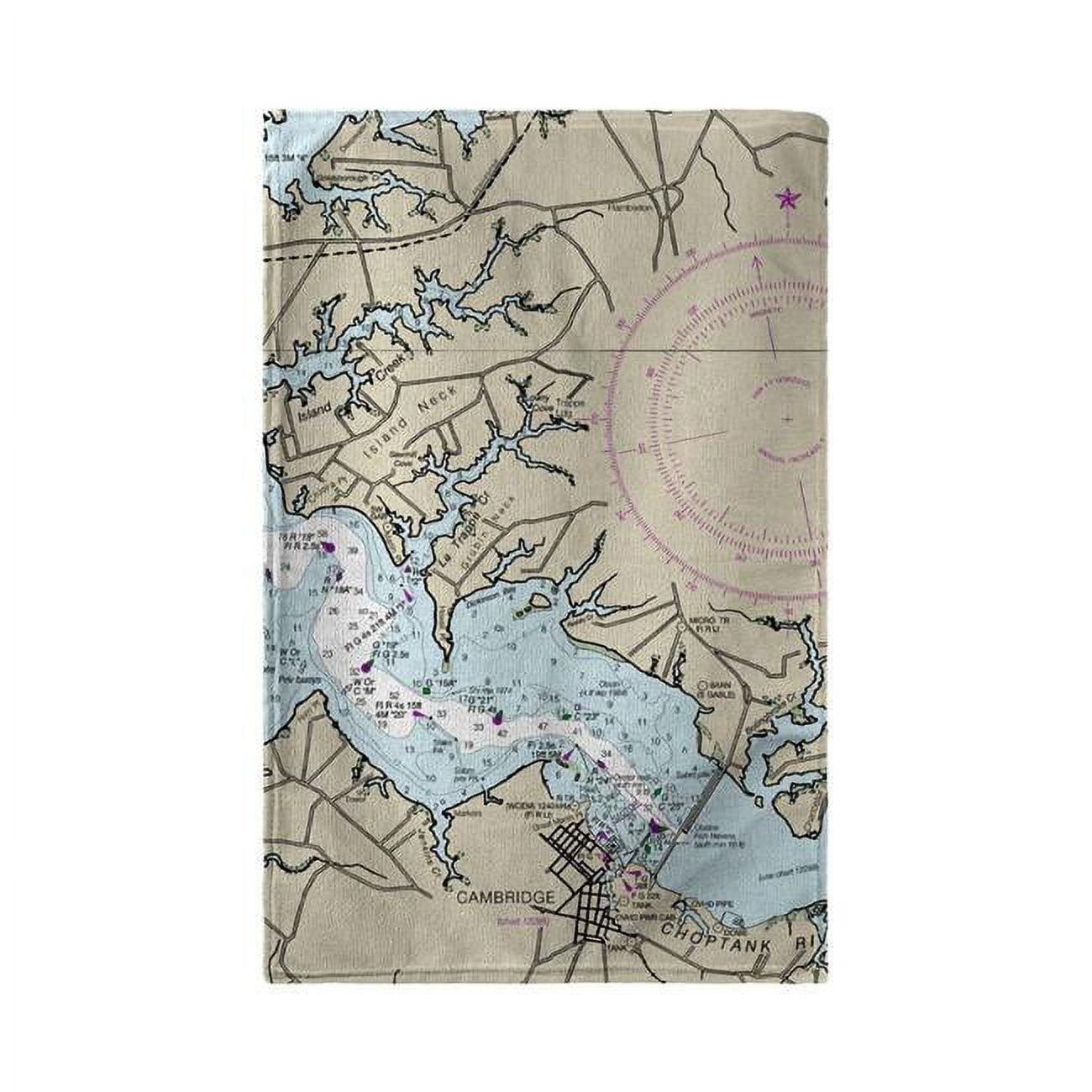 Bt12263ct Cambridge, Md Nautical Map Beach Towel - 30 X 50 In.