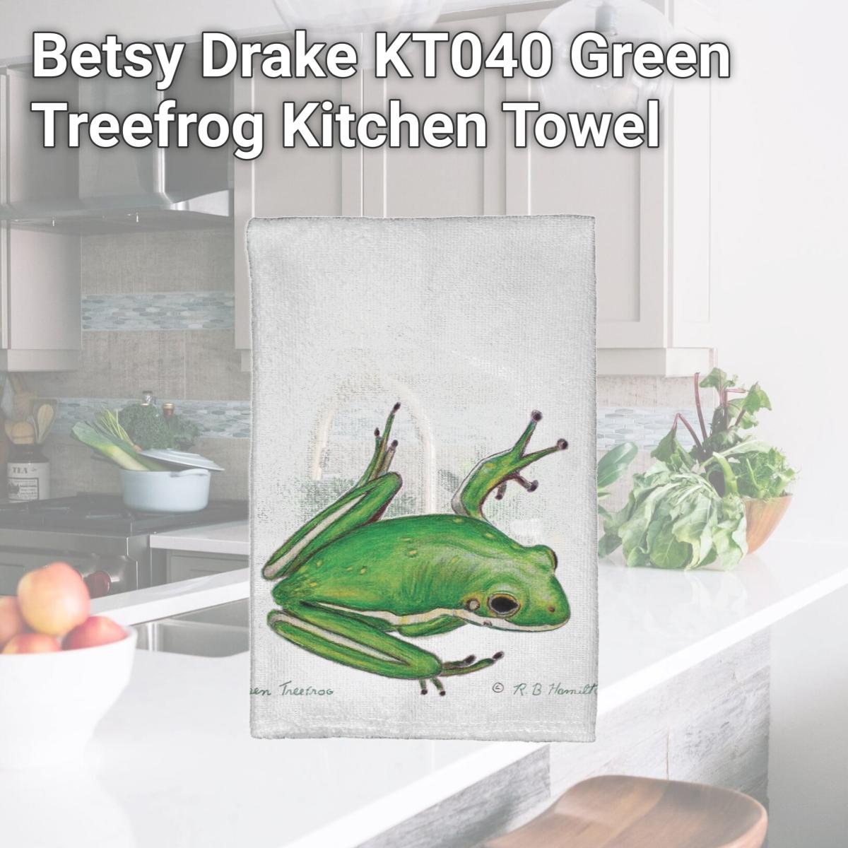 Picture of Betsy Drake KT040 Green Treefrog Kitchen Towel