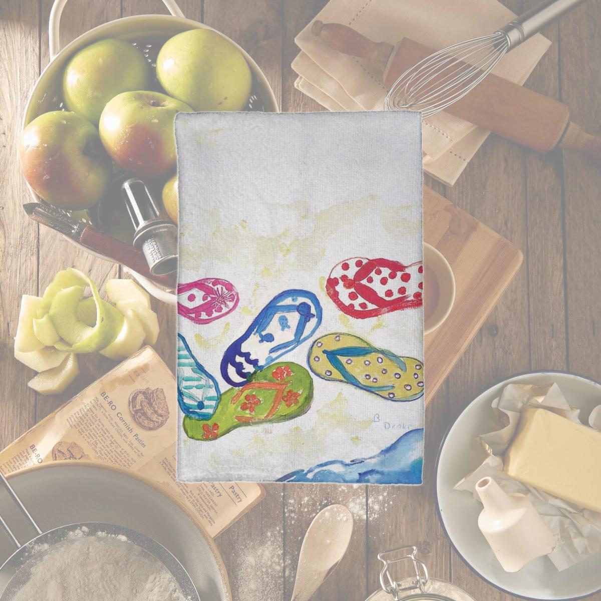 Picture of Betsy Drake KT154 Six Flip Flops Kitchen Towel