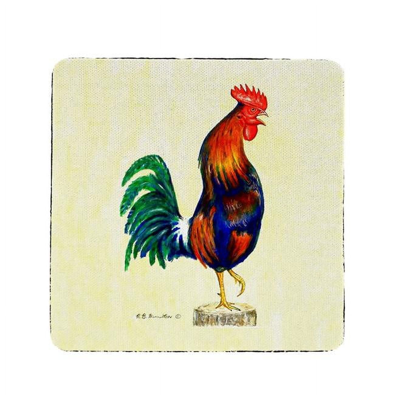 Ct037 Blue Rooster Coaster - Set Of 4