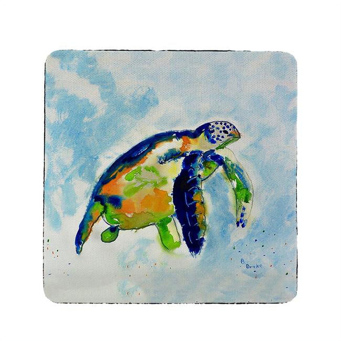 Ct134 Blue Sea Turtle Coaster - Set Of 4