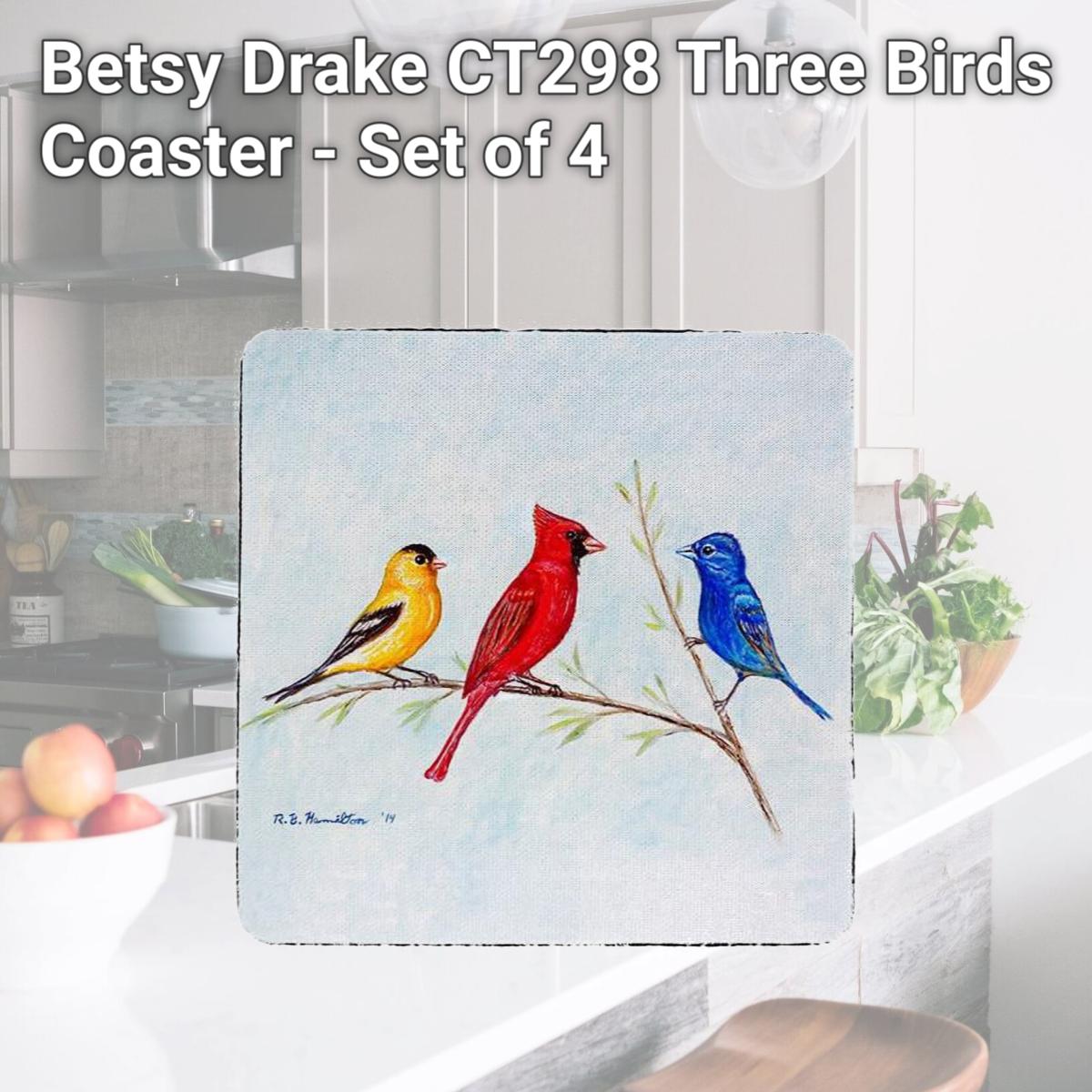 Picture of Betsy Drake CT298 Three Birds Coaster - Set of 4