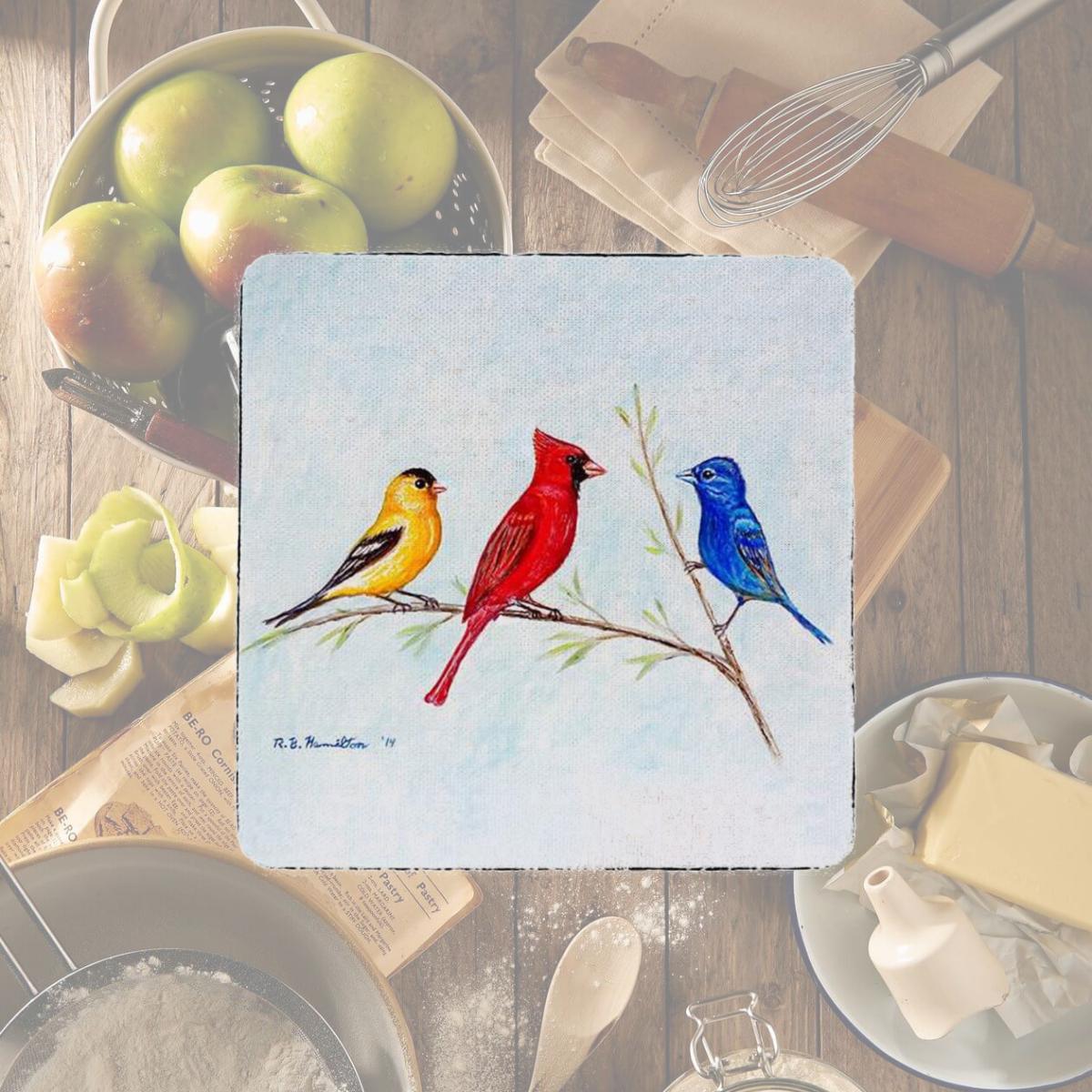Picture of Betsy Drake CT298 Three Birds Coaster - Set of 4